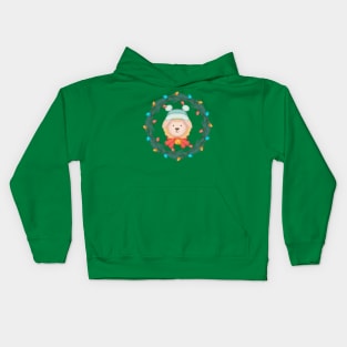 Cute Sheep Christmas Wreath Kids Hoodie